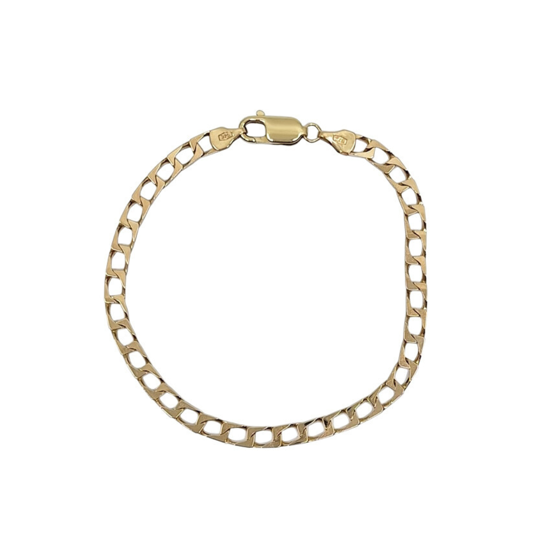 9ct Yellow Gold Square Link Curb Bracelet 7.5"