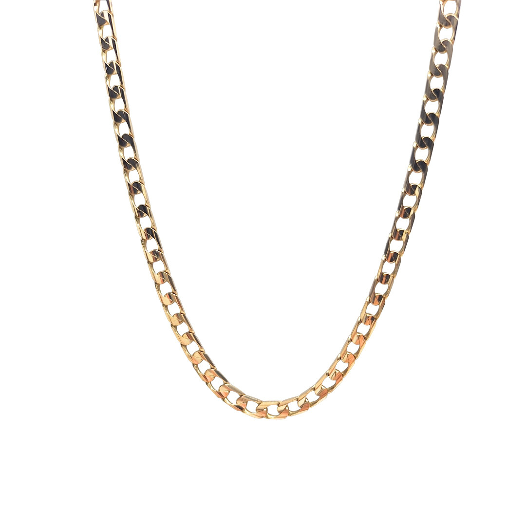 9ct Yellow Gold Bevelled Curb Chain 18"