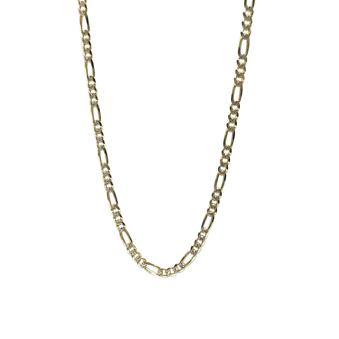 9ct Yellow & White Gold Figaro Chain 24"