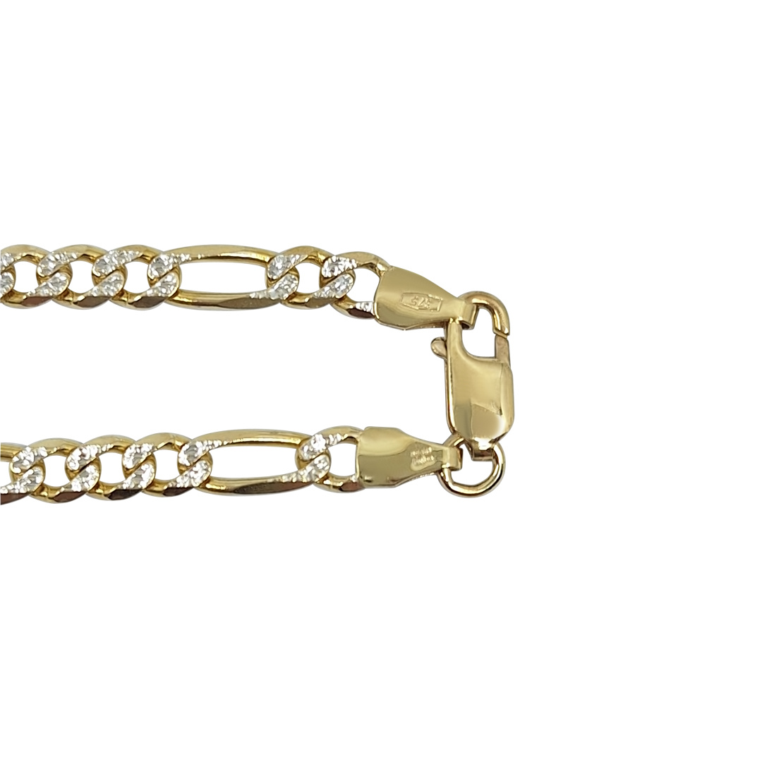 9ct Yellow & White Gold Figaro Chain 24"