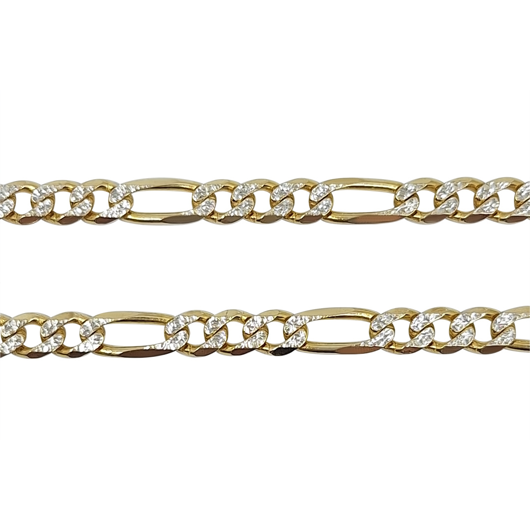 9ct Yellow & White Gold Figaro Chain 24"