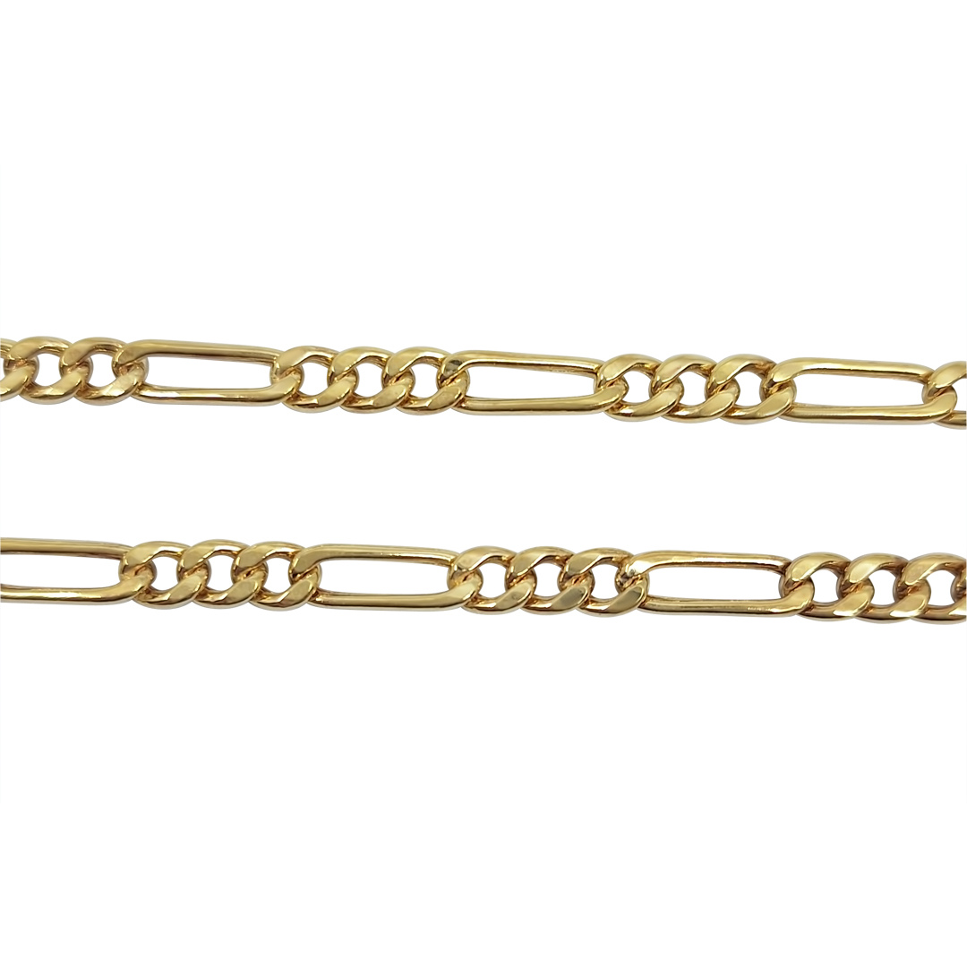 9ct Yellow Gold Hollow Figaro Chain with T-bar 20"