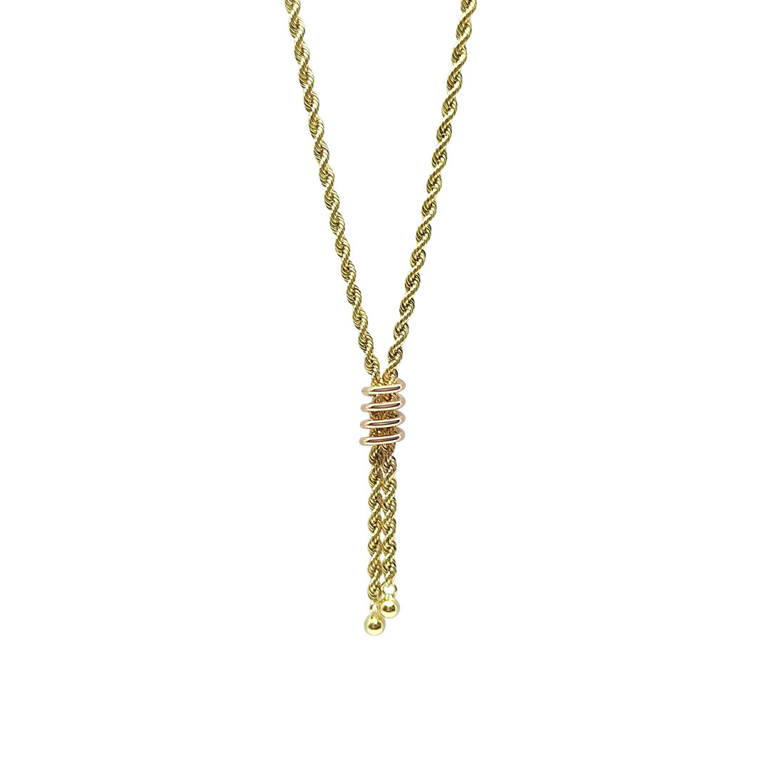 9ct Yellow Gold Hollow Rope Chain With Tassel 17"