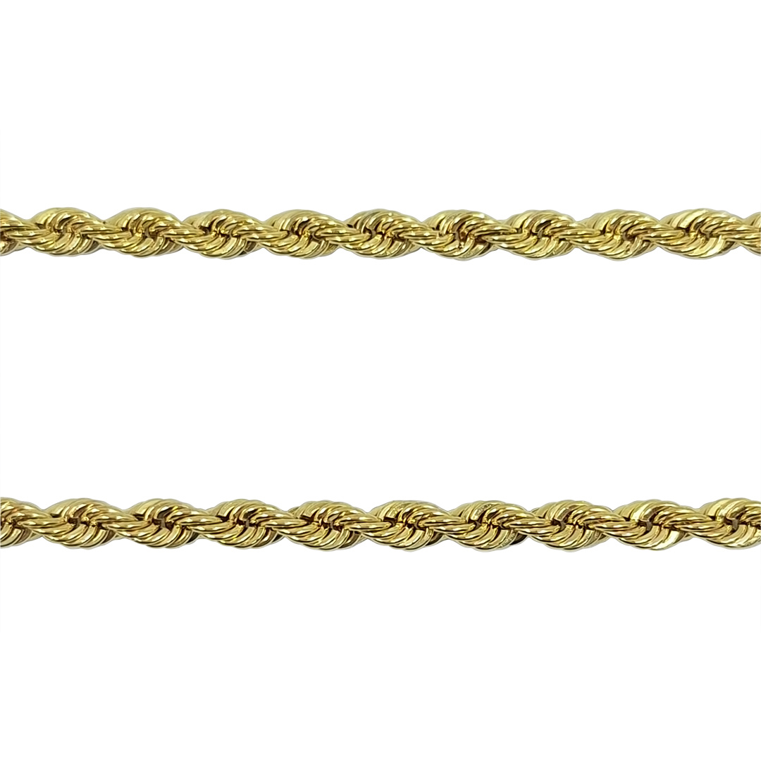 9ct Yellow Gold Hollow Rope Chain With Tassel 17"