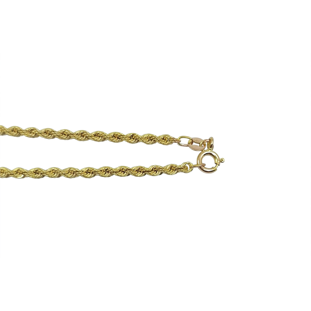 9ct Yellow Gold Hollow Rope Chain With Tassel 17"