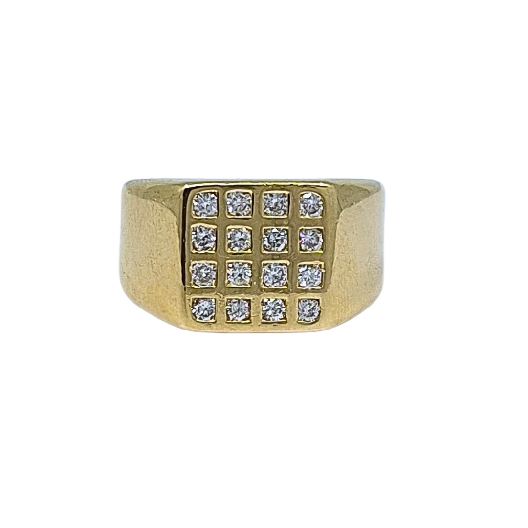 18ct Yellow Gold Diamond Signet Ring