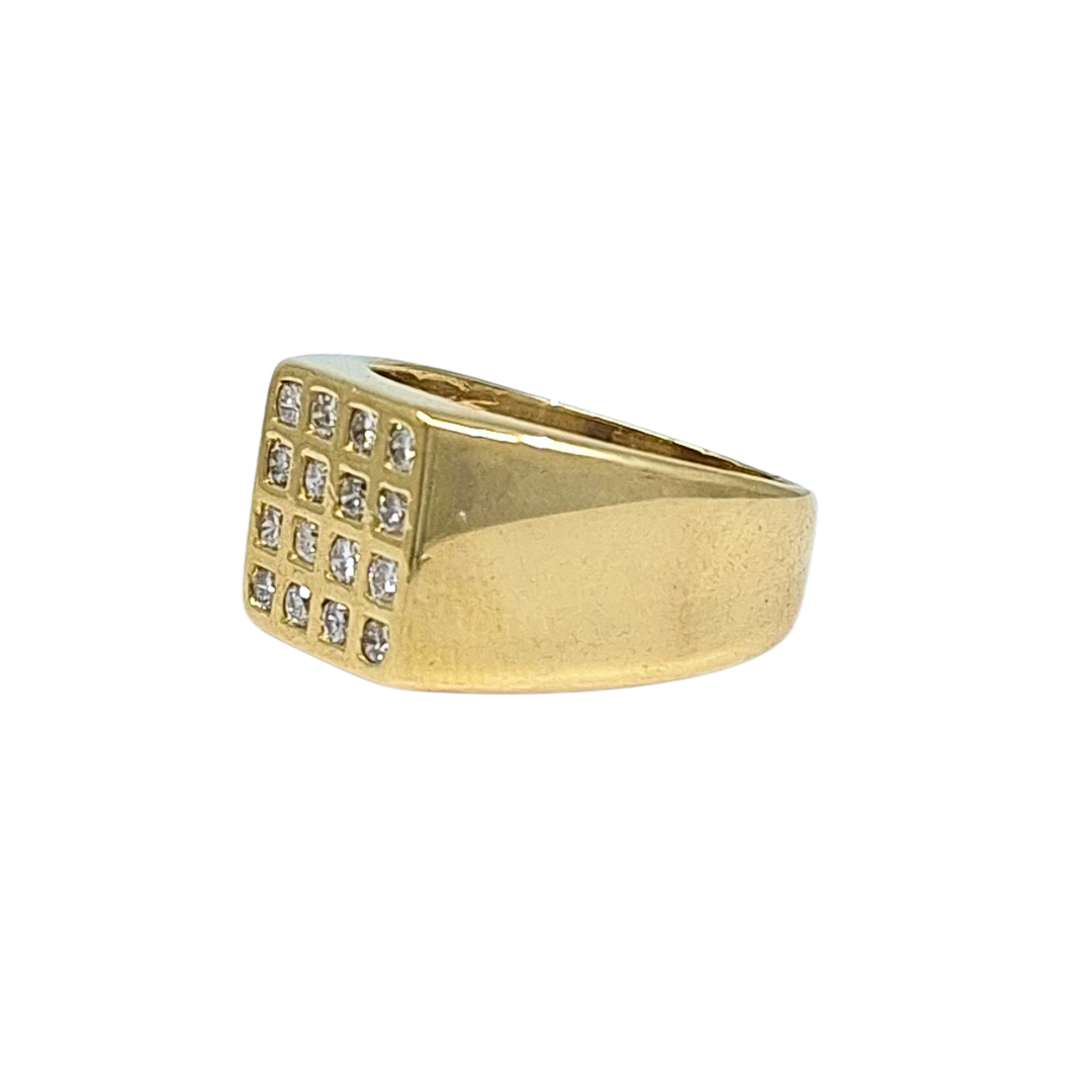 18ct Yellow Gold Diamond Signet Ring