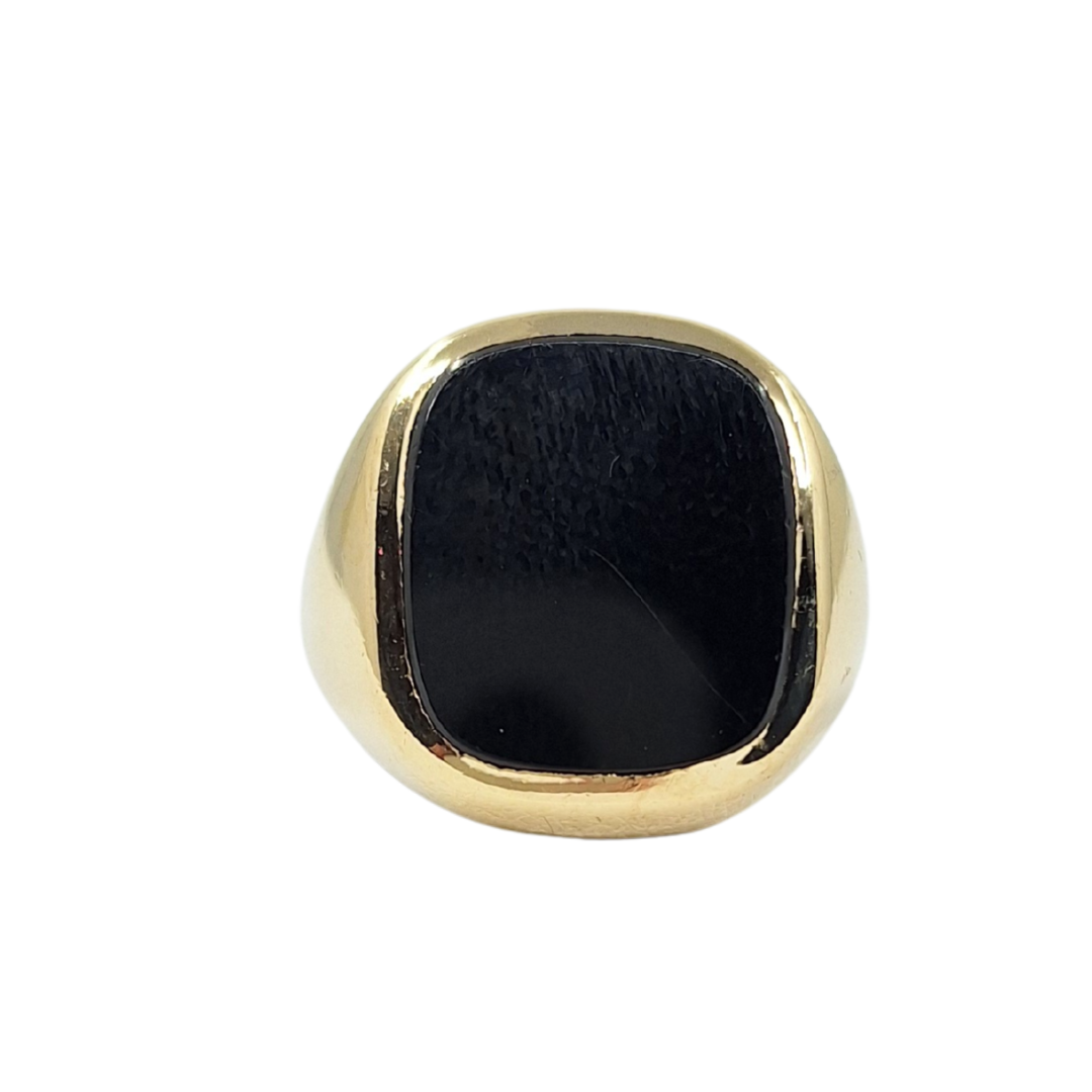 9ct Yellow Gold Cushion Shape Onyx Signet Ring