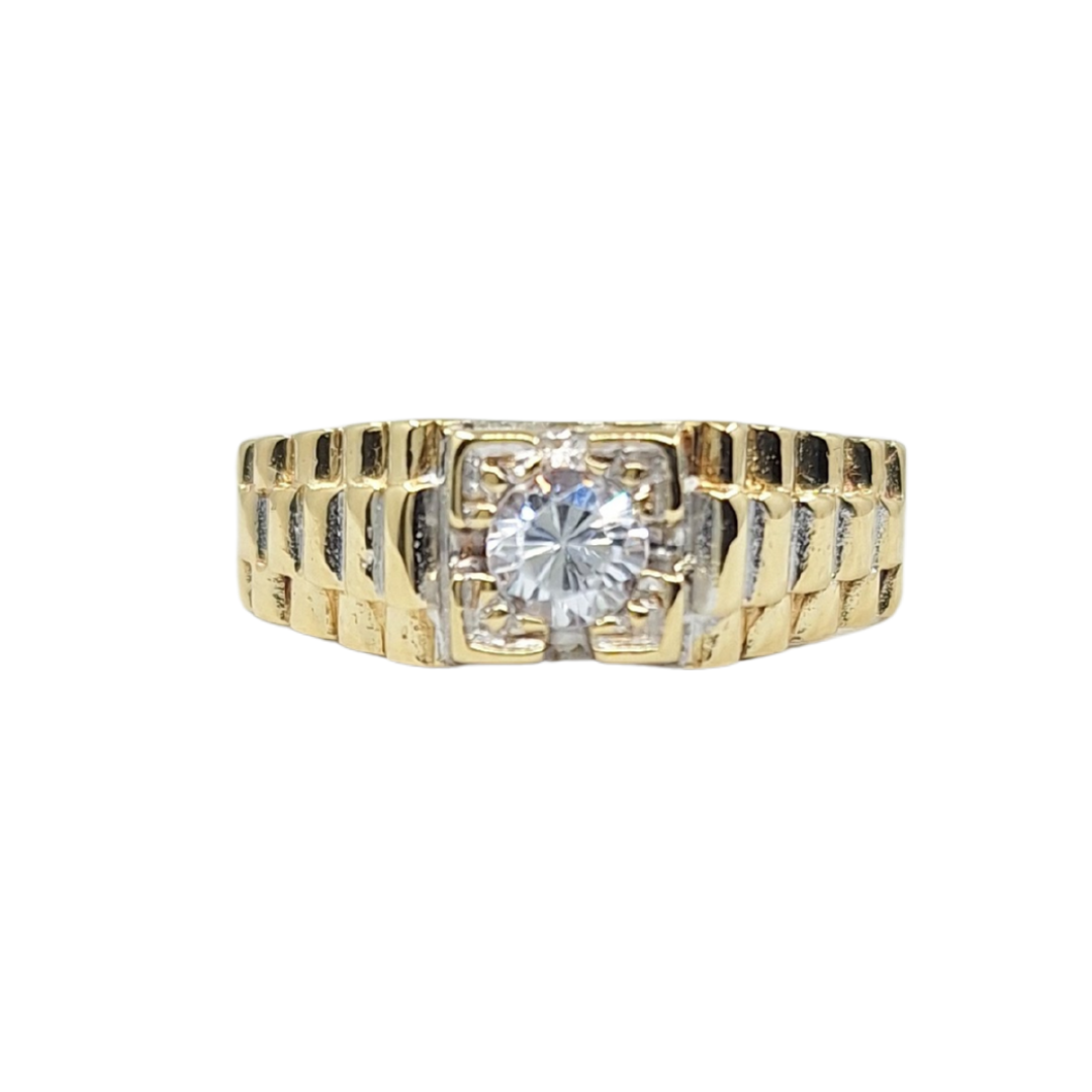 9ct Yellow Gold Cubic Zirconia Signet Ring
