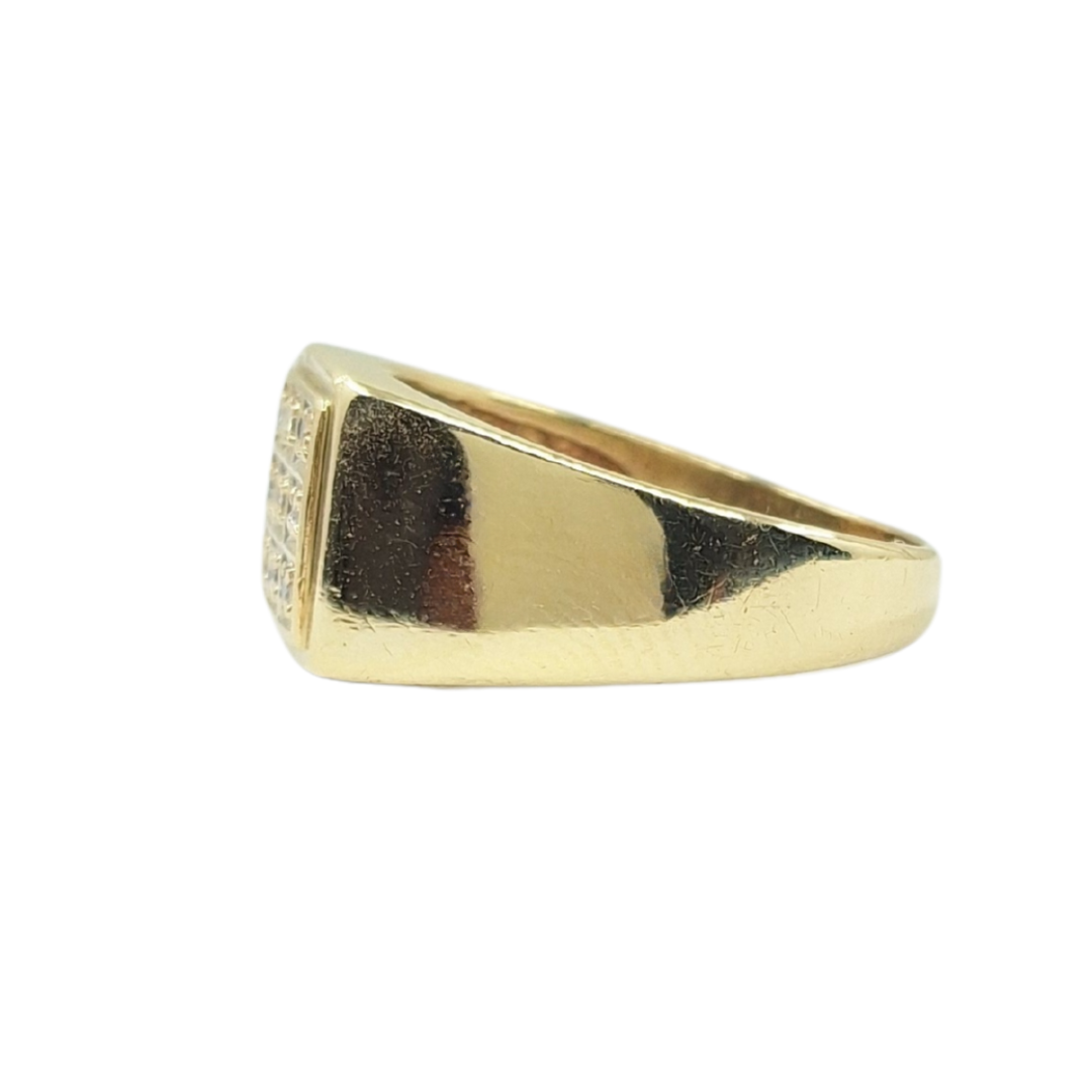 9ct Yellow Gold Square Diamond Signet Ring
