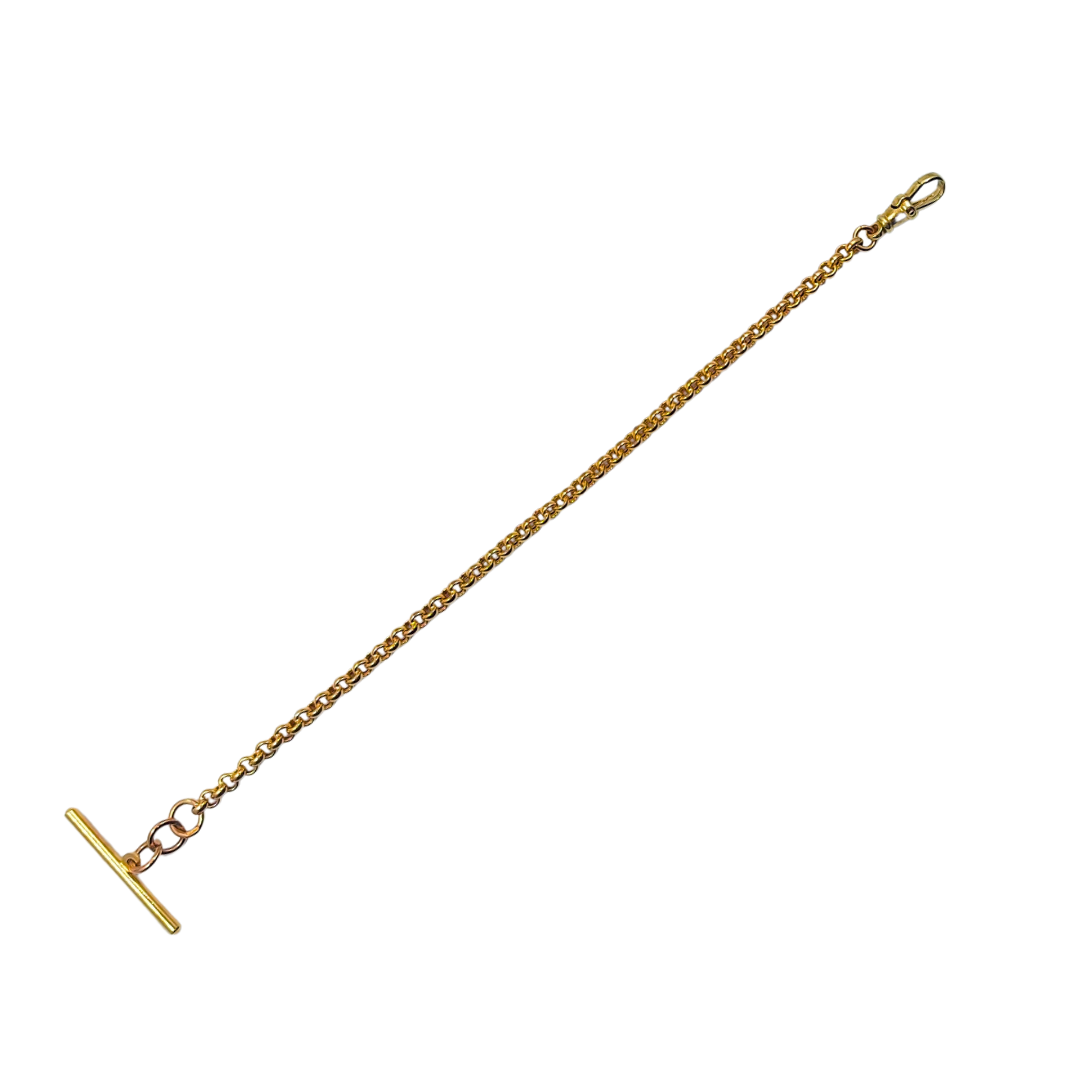 9ct Yellow Gold Belcher Bracelet With T-Bar 7.25"