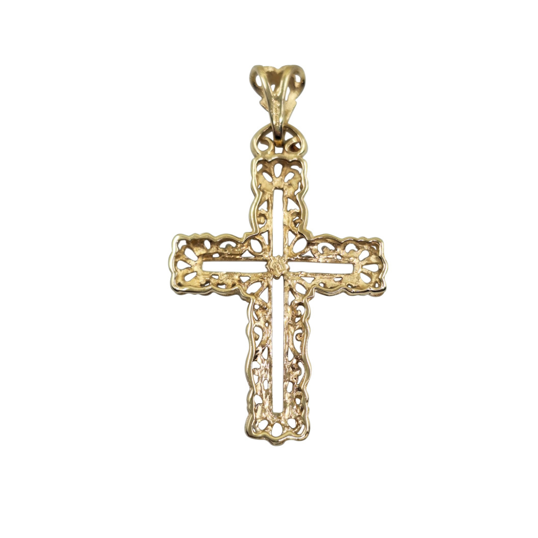 9ct Yellow Gold Filigree Cross Pendant