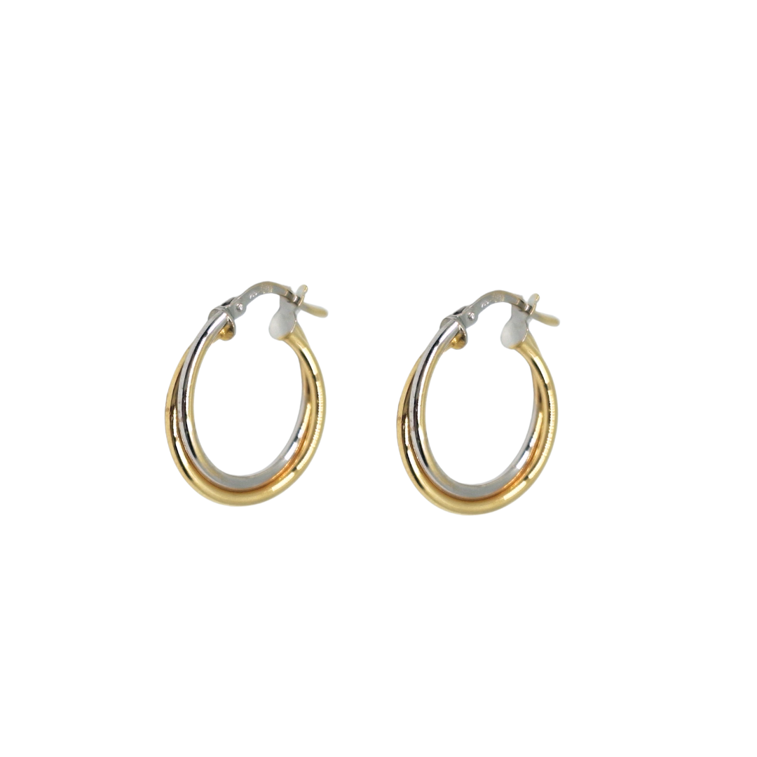 18ct Yellow & White Gold Twist Creole Earrings