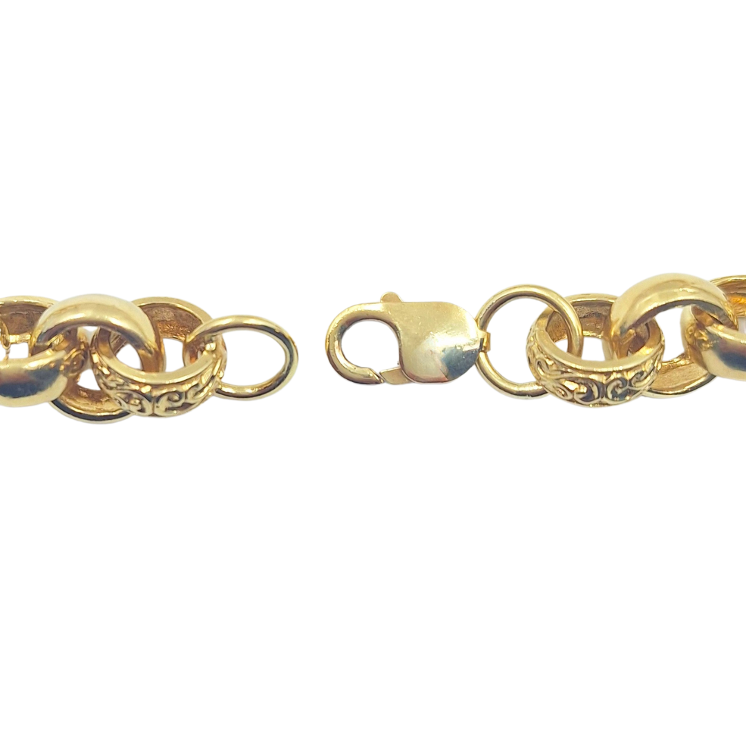 9ct Yellow Gold Pattern & Plain Belcher Chain 24"