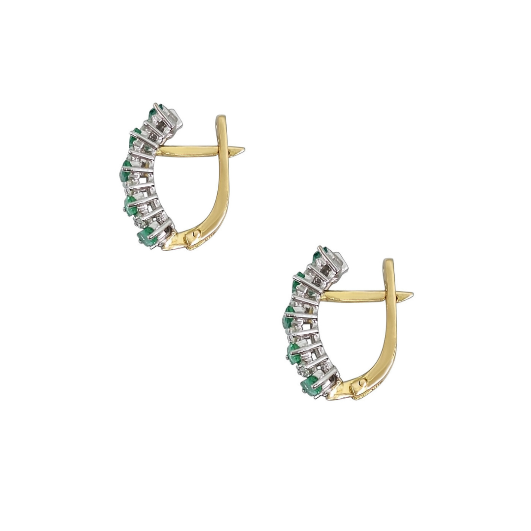 18ct Yellow Gold Emerald & Diamond Drop Earrings