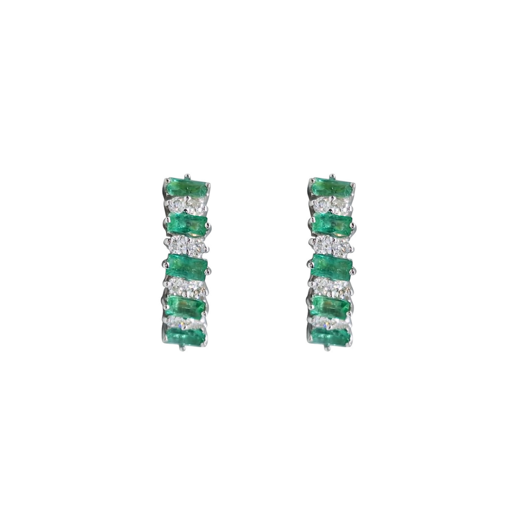18ct Yellow Gold Emerald & Diamond Drop Earrings
