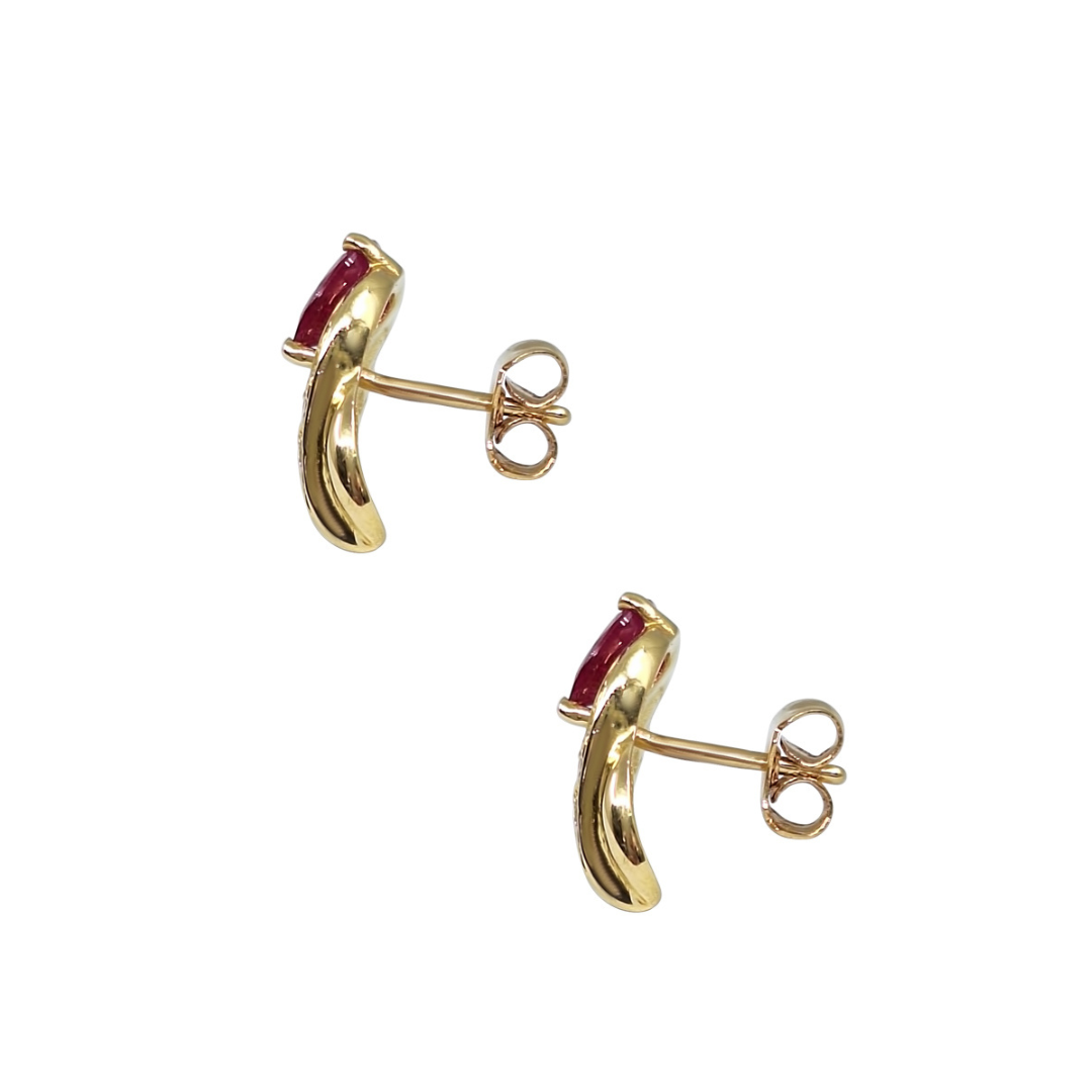 14ct Yellow Gold Ruby & Diamond Earrings
