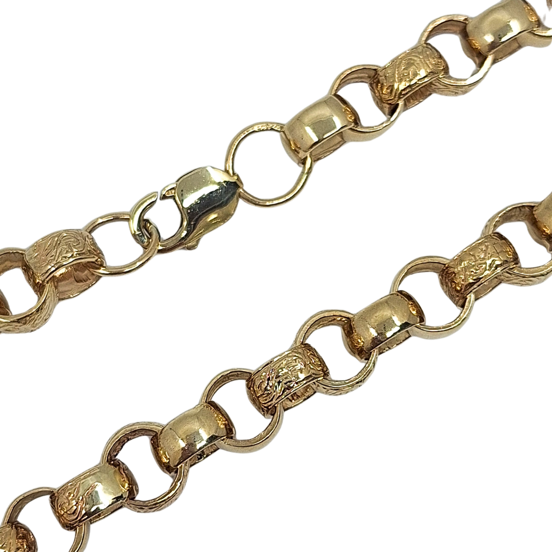 9ct Yellow Gold Engraved Belcher Chain 24"