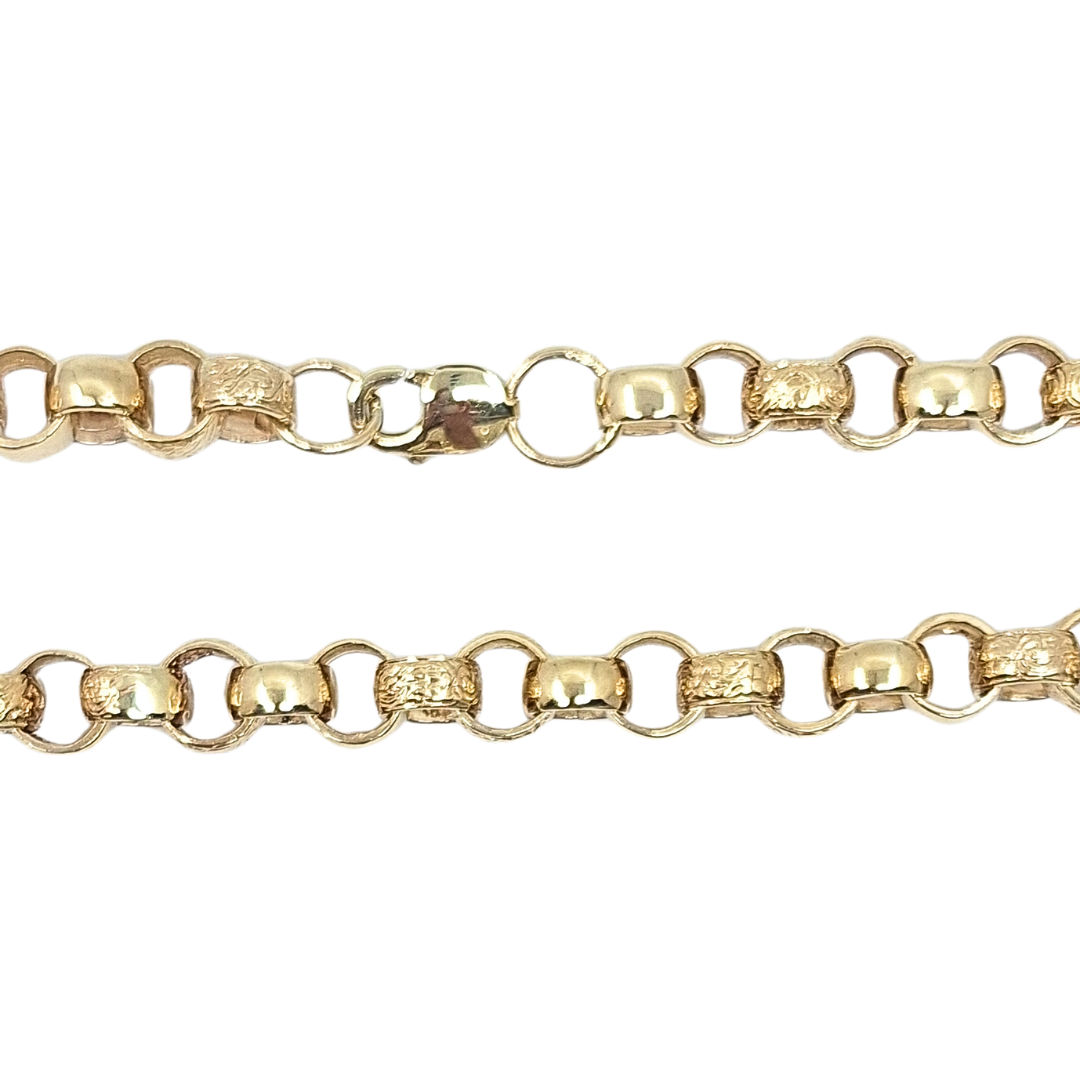 9ct Yellow Gold Engraved Belcher Chain 24"