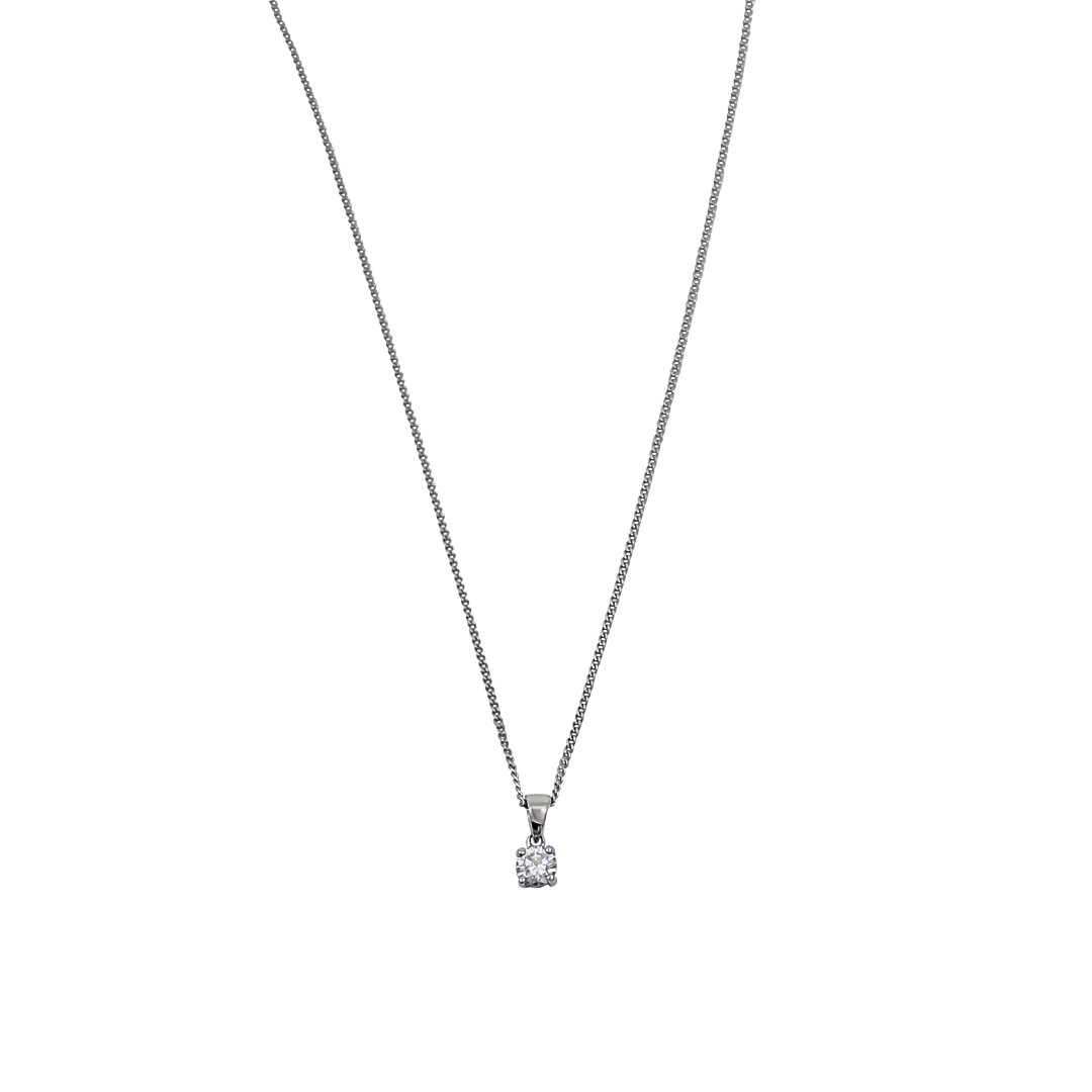 9ct White Gold Diamond Solitaire Pendant 0.35ct