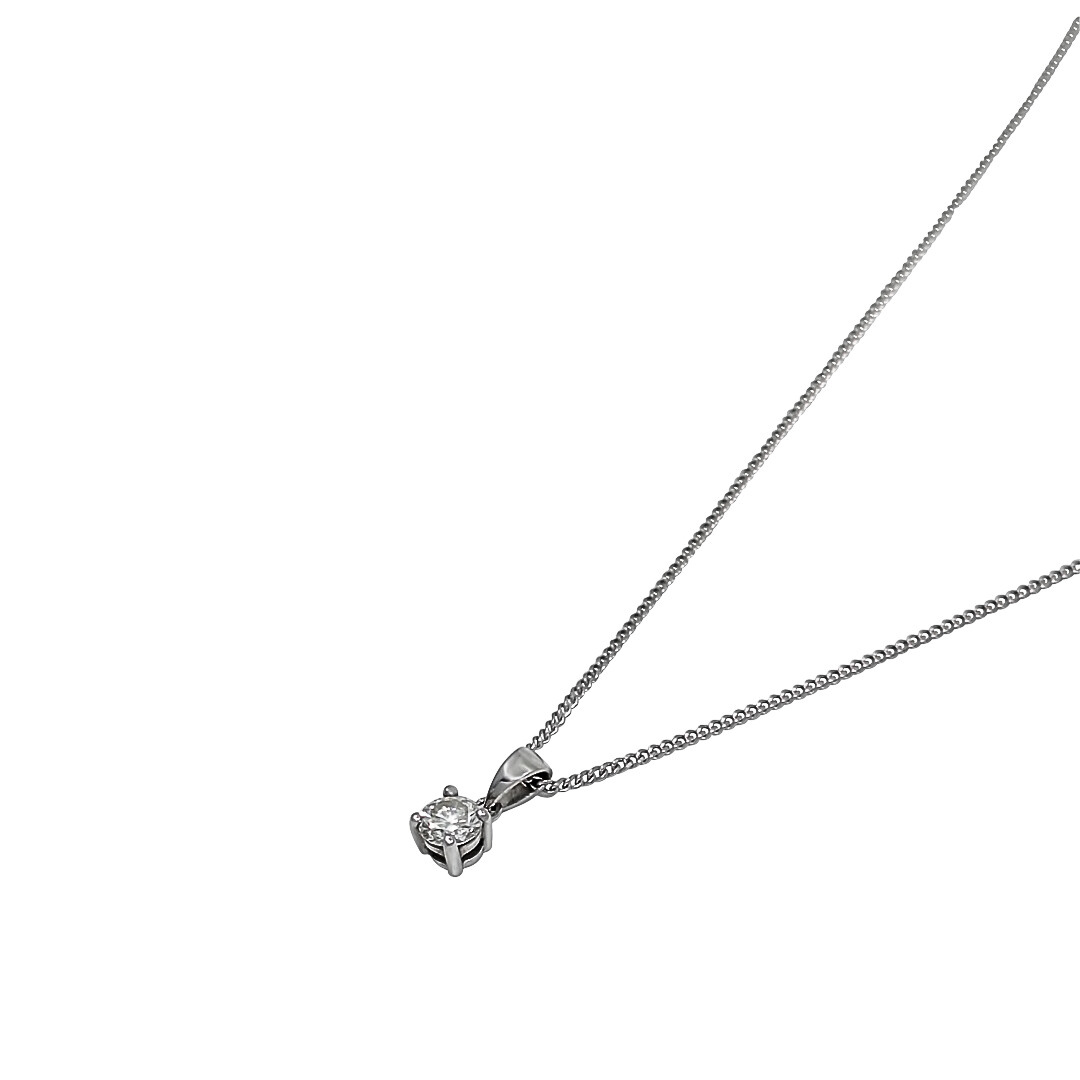 9ct White Gold Diamond Solitaire Pendant 0.35ct
