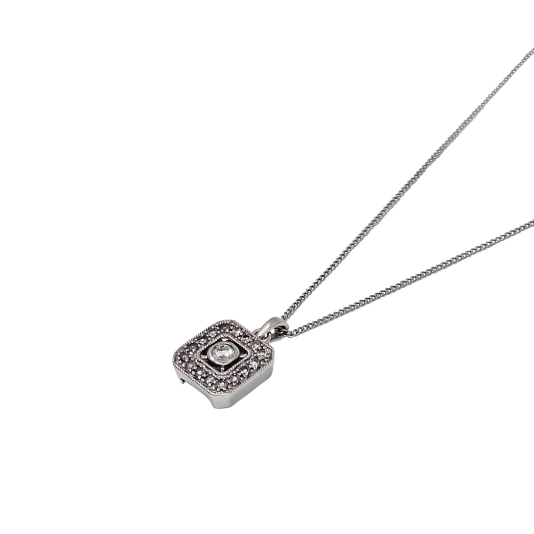 18ct White Gold Art Deco Diamond Pendant