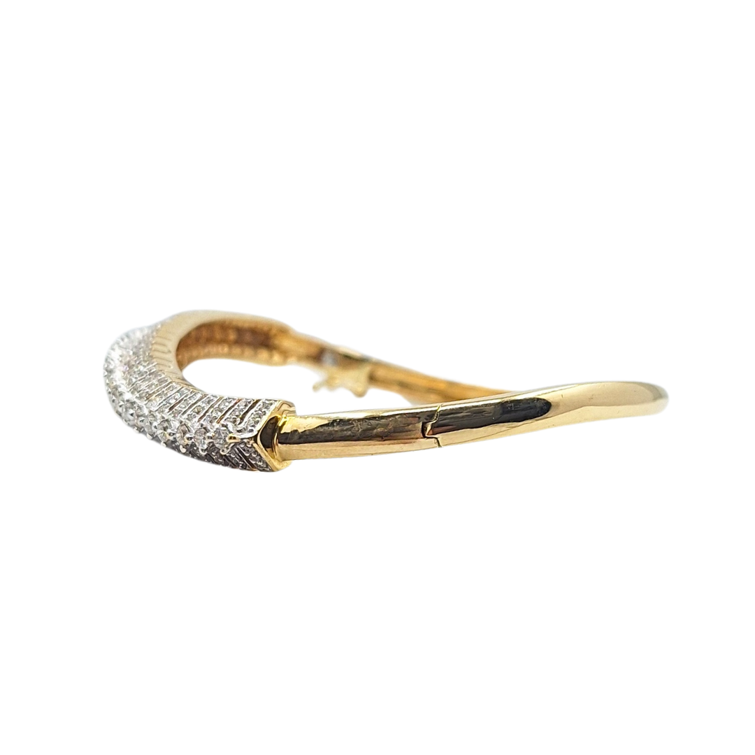 18ct Yellow Gold Wave Diamond Bangle 1.65ct