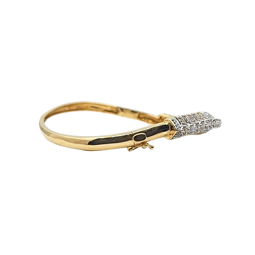 18ct Yellow Gold Wave Diamond Bangle 1.65ct