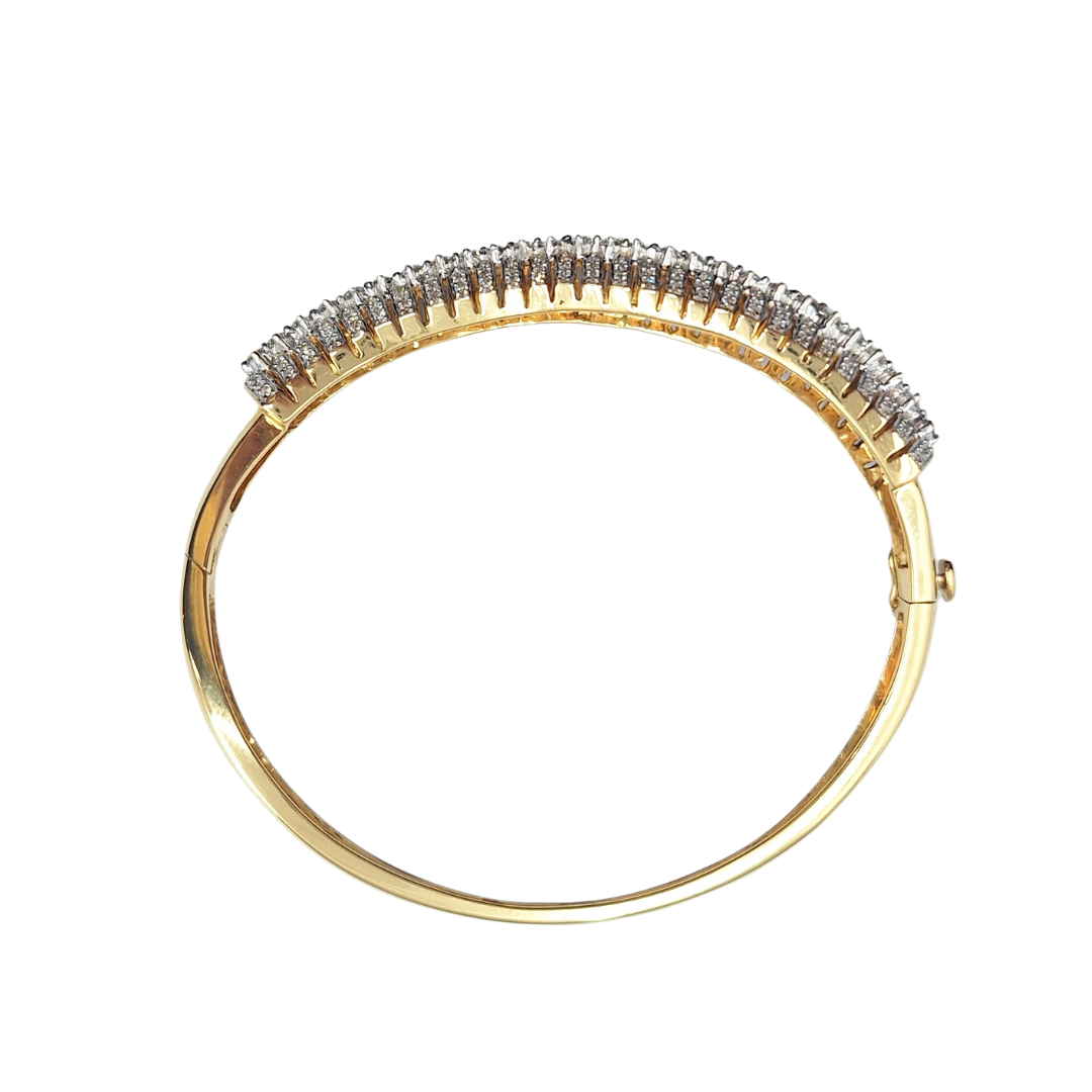 18ct Yellow Gold Wave Diamond Bangle 1.65ct