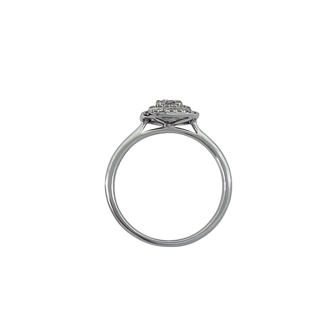 9ct White Gold Baguette & Round Diamond Halo Ring 0.36ct