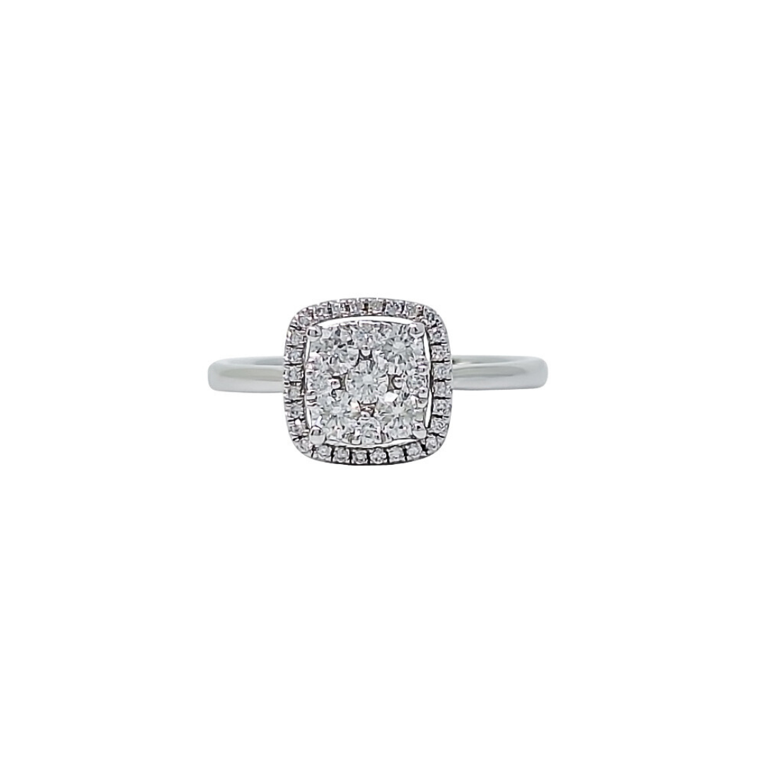 9ct White Gold Diamond Cluster Ring 0.48ct