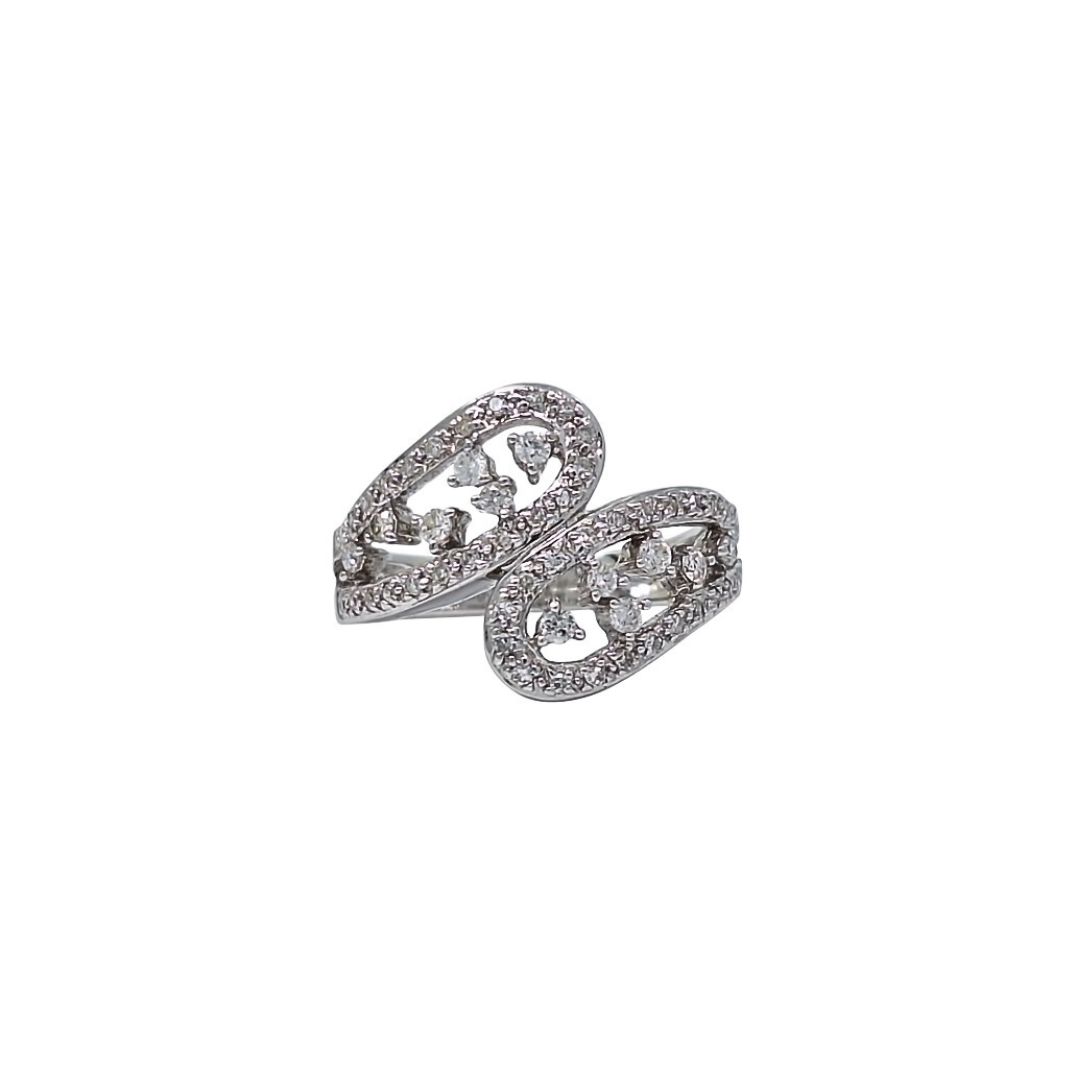 14ct White Gold Diamond Fancy Crossover Ring