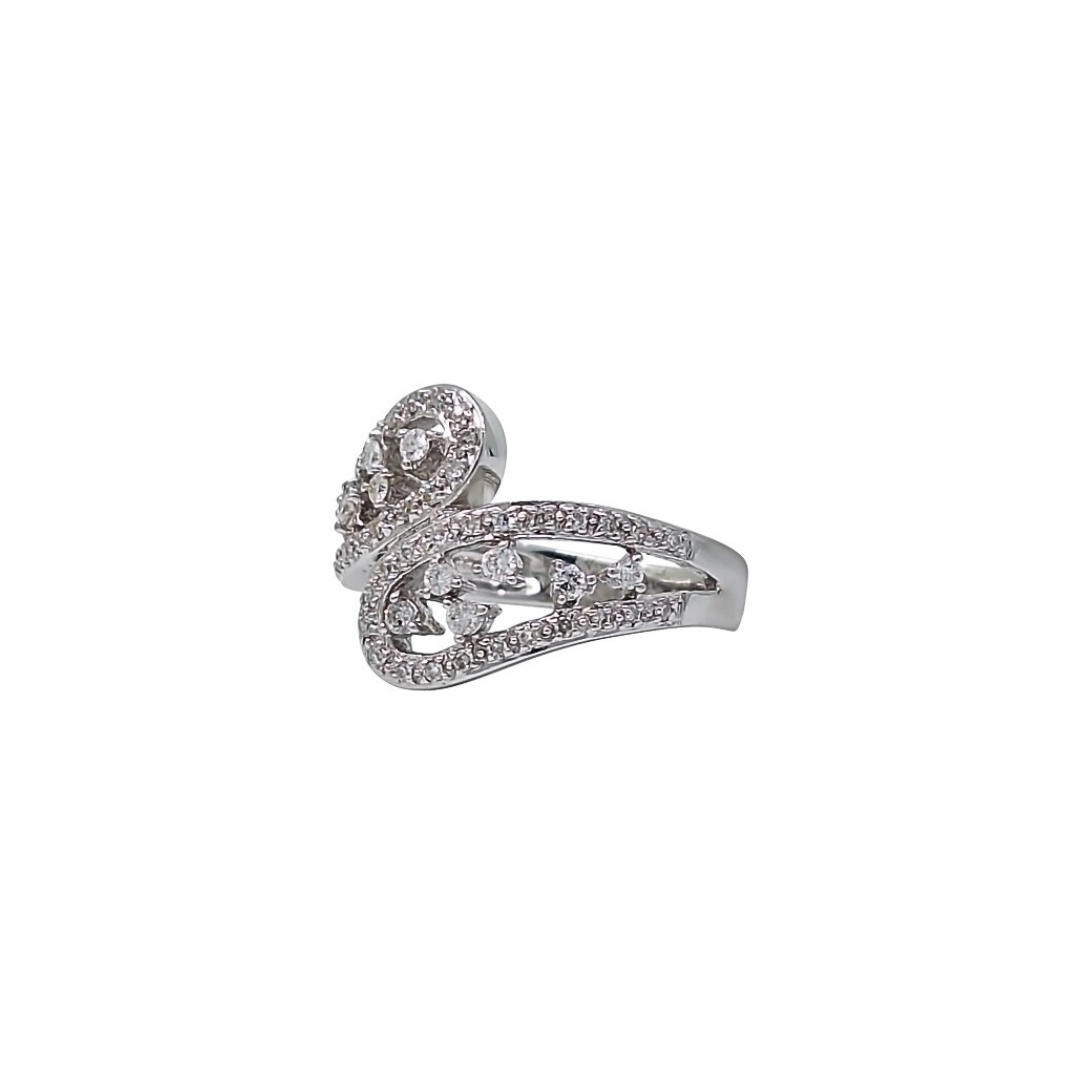 14ct White Gold Diamond Fancy Crossover Ring