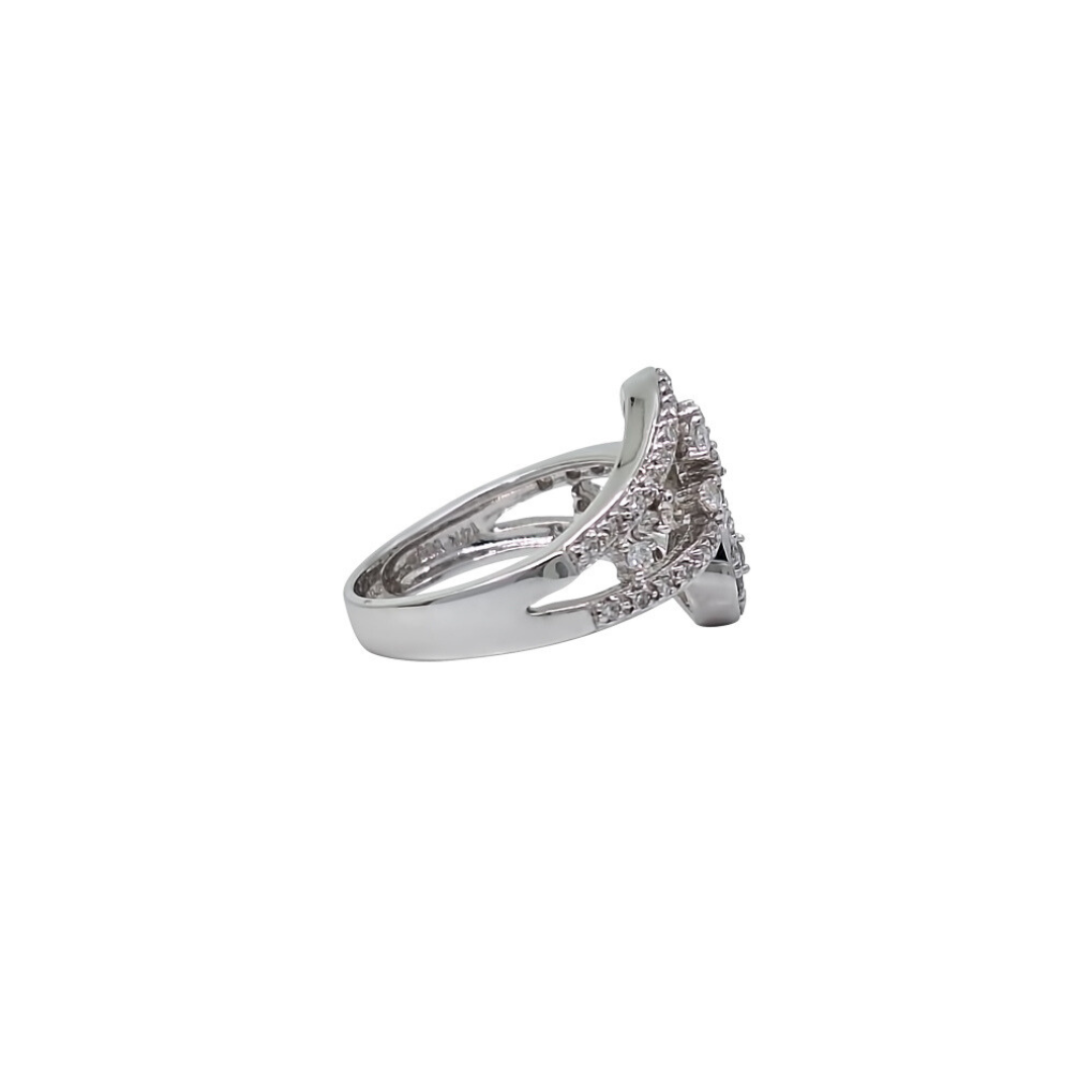 14ct White Gold Diamond Fancy Crossover Ring