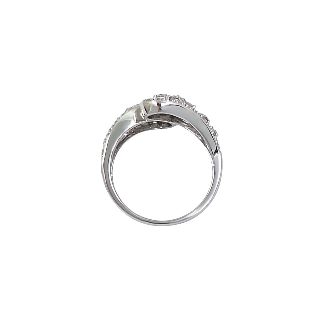 14ct White Gold Diamond Fancy Crossover Ring