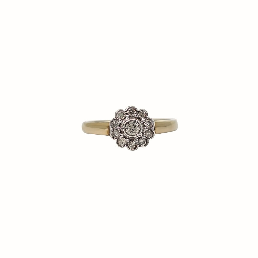 9ct Yellow Gold Diamond Cluster Ring 0.31ct