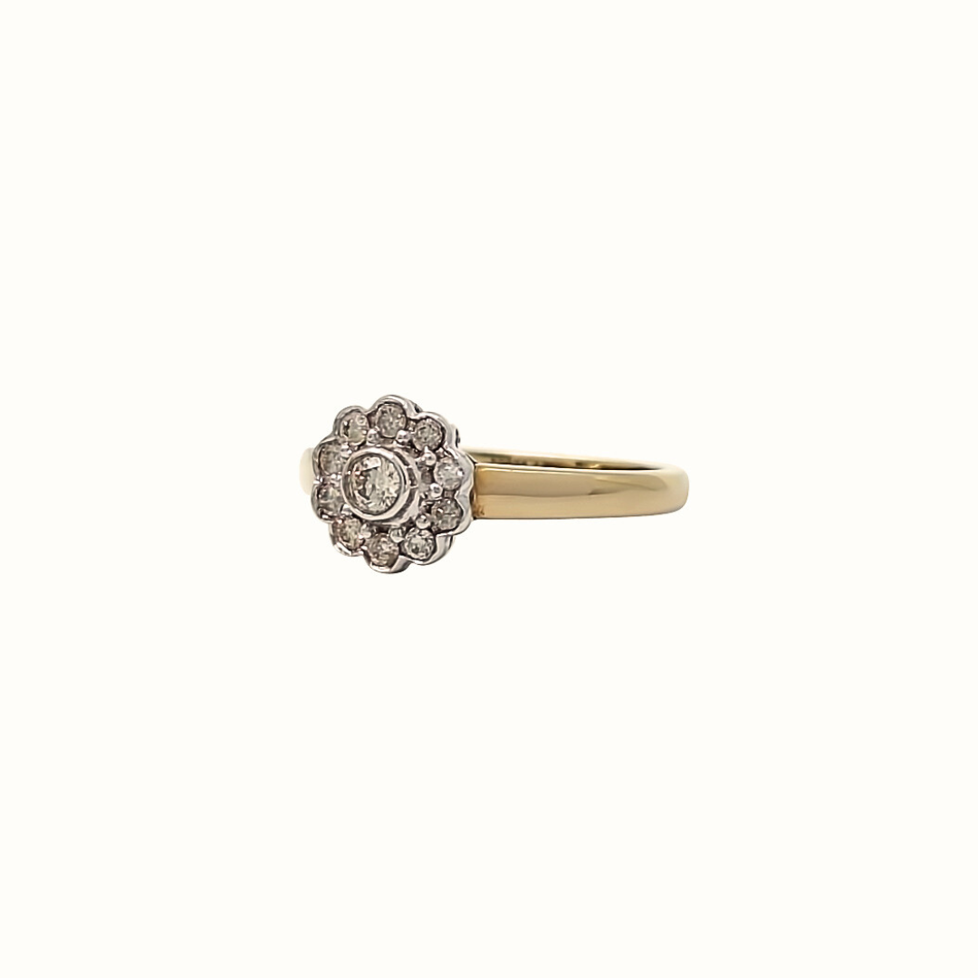9ct Yellow Gold Diamond Cluster Ring 0.31ct