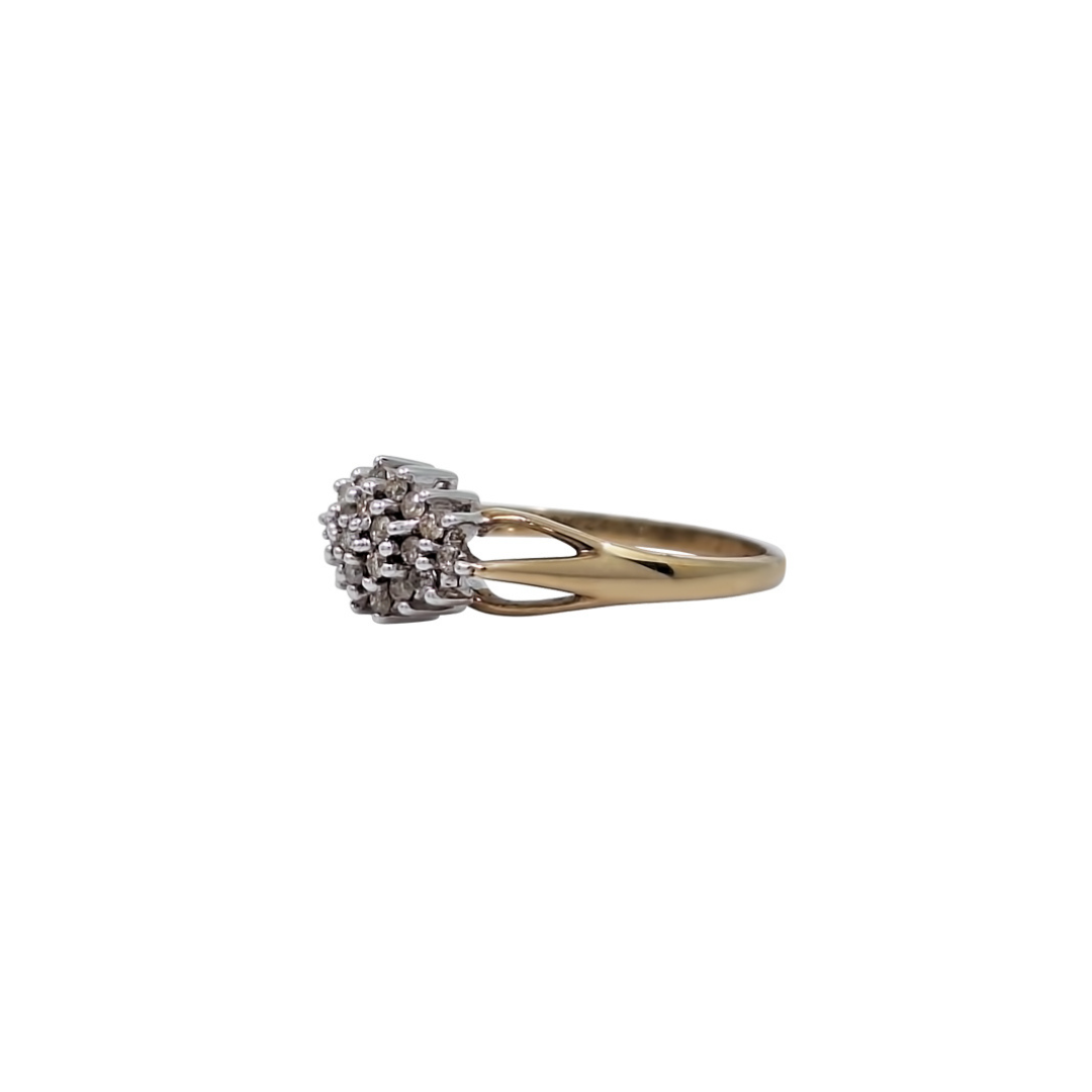 9ct Yellow Gold Diamond Cluster Ring 0.25ct