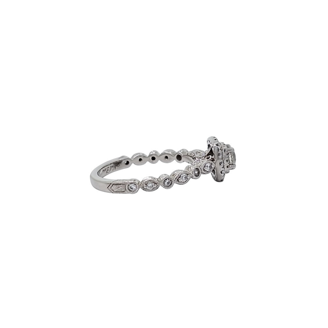 14ct White Gold Diamond Halo Cluster Ring 0.60ct