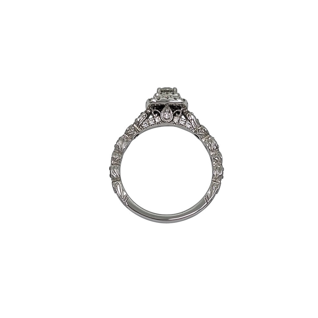 14ct White Gold Diamond Halo Cluster Ring 0.60ct