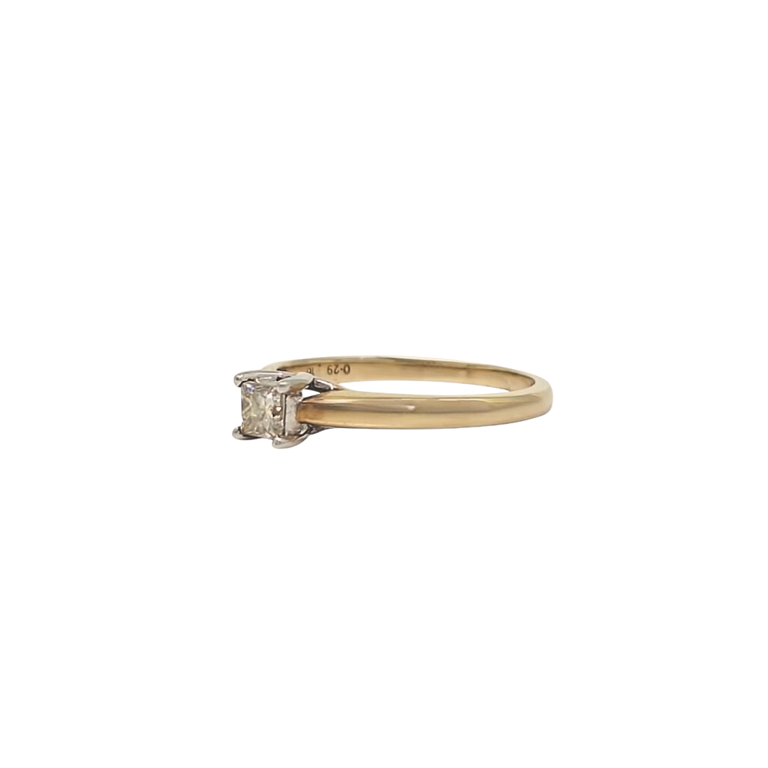 9ct Yellow Gold Princess Cut Diamond Solitaire 0.27ct