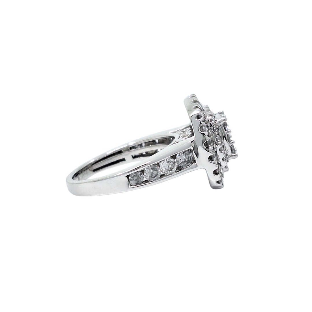 14ct White Gold Diamond Cluster Halo Ring 2ct