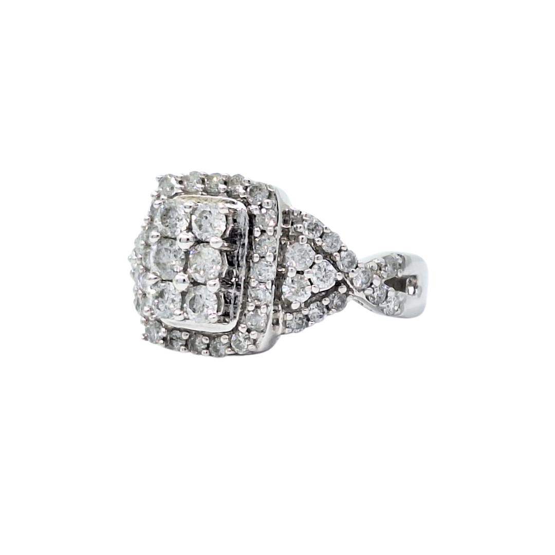 10ct White Gold Diamond Cluster Ring 1.50ct