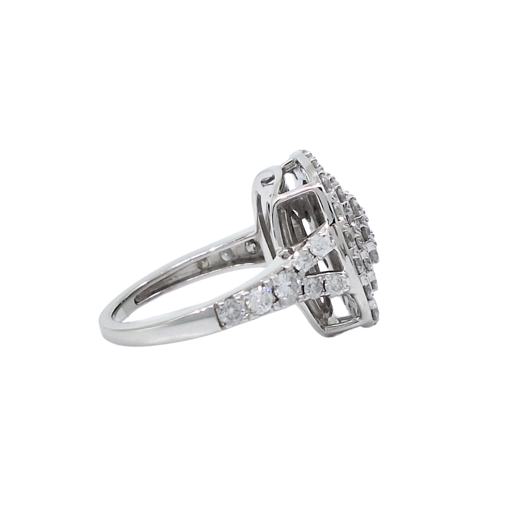 10ct White Gold Diamond Cluster Ring 2ct