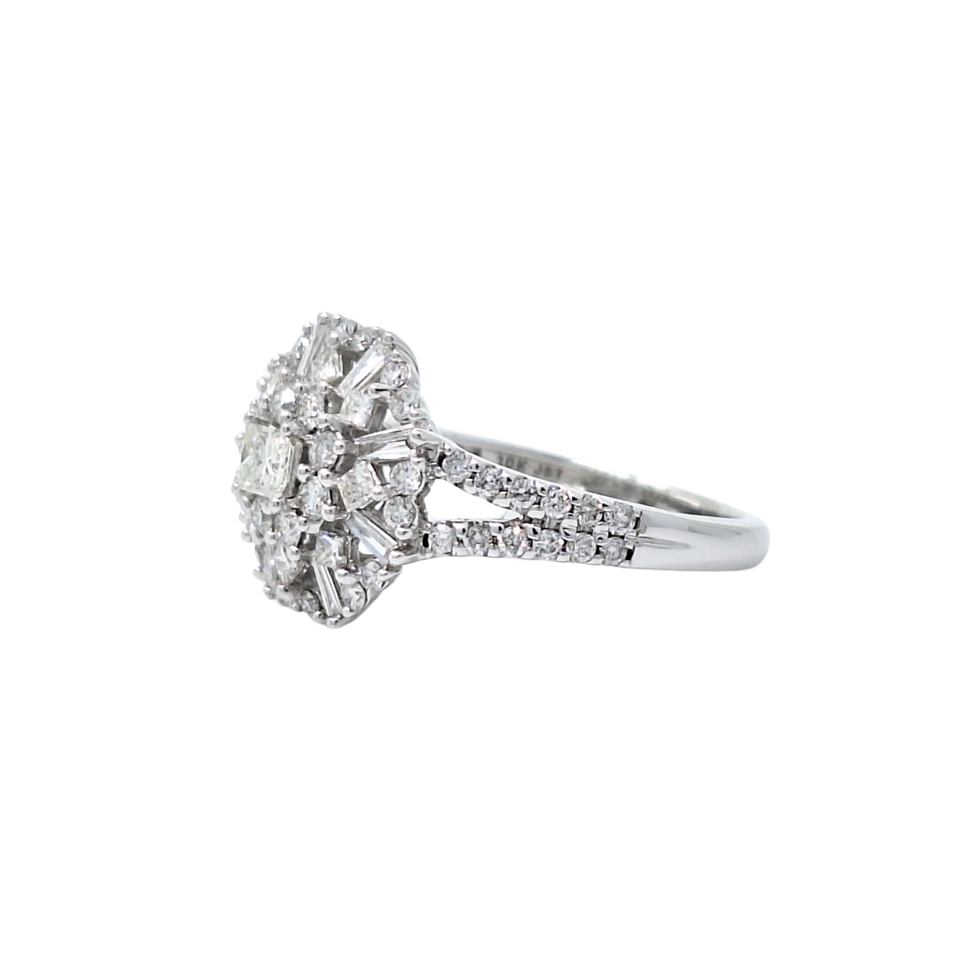 10ct White Gold Diamond Cluster Ring 1ct