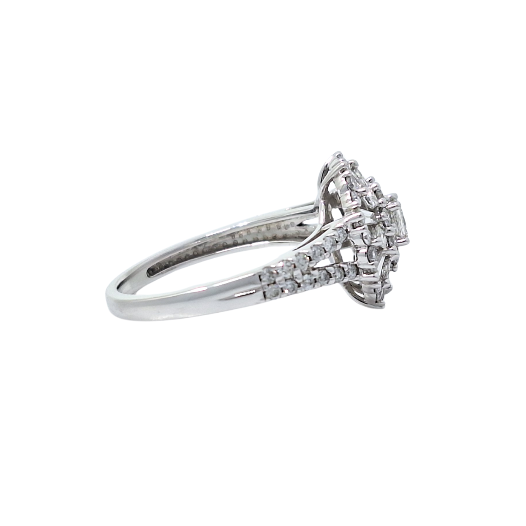 10ct White Gold Diamond Cluster Ring 1ct