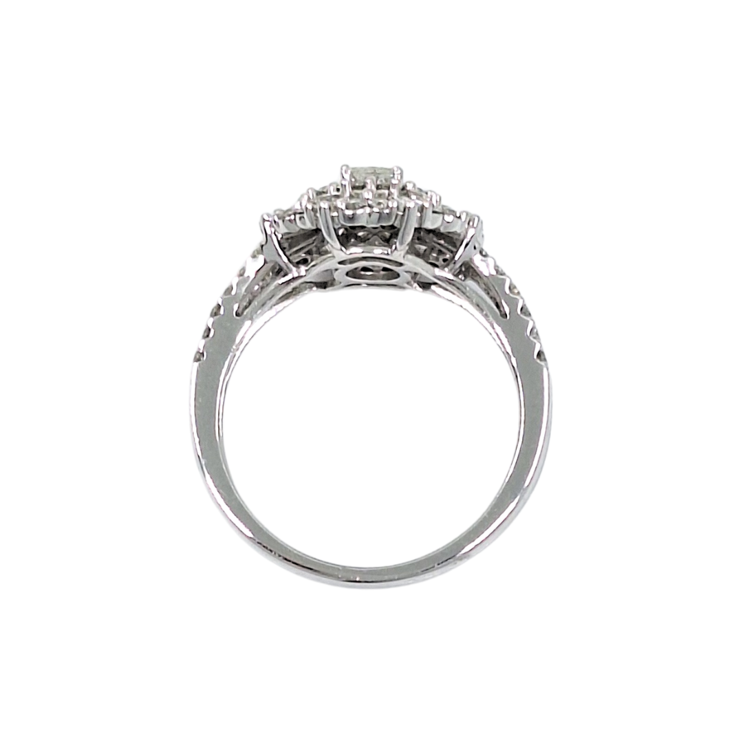 10ct White Gold Diamond Cluster Ring 1ct