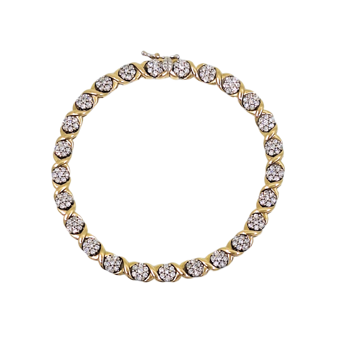 10ct Yellow Gold Diamond Cluster Bracelet 2ct
