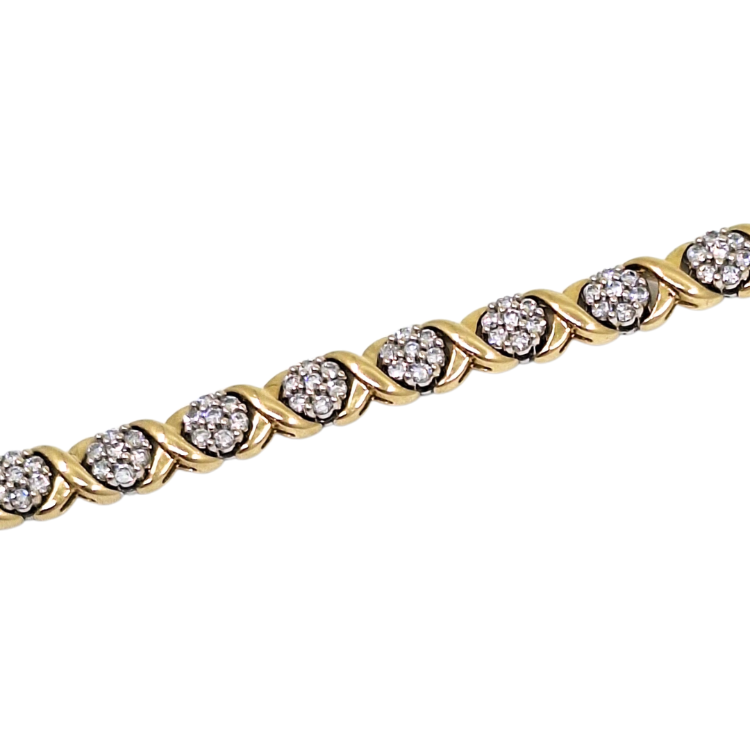 10ct Yellow Gold Diamond Cluster Bracelet 2ct