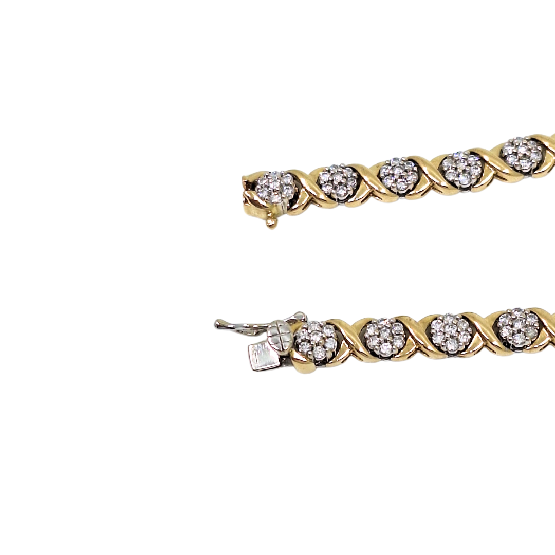 10ct Yellow Gold Diamond Cluster Bracelet 2ct